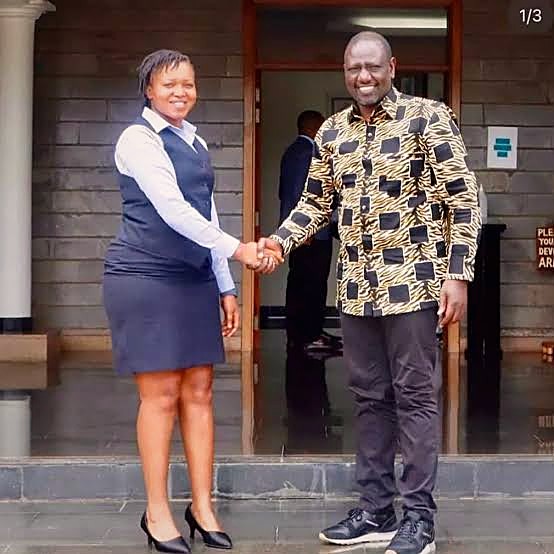 Brenda Kiconco shaking hands with H.E. President William Ruto of Kenya